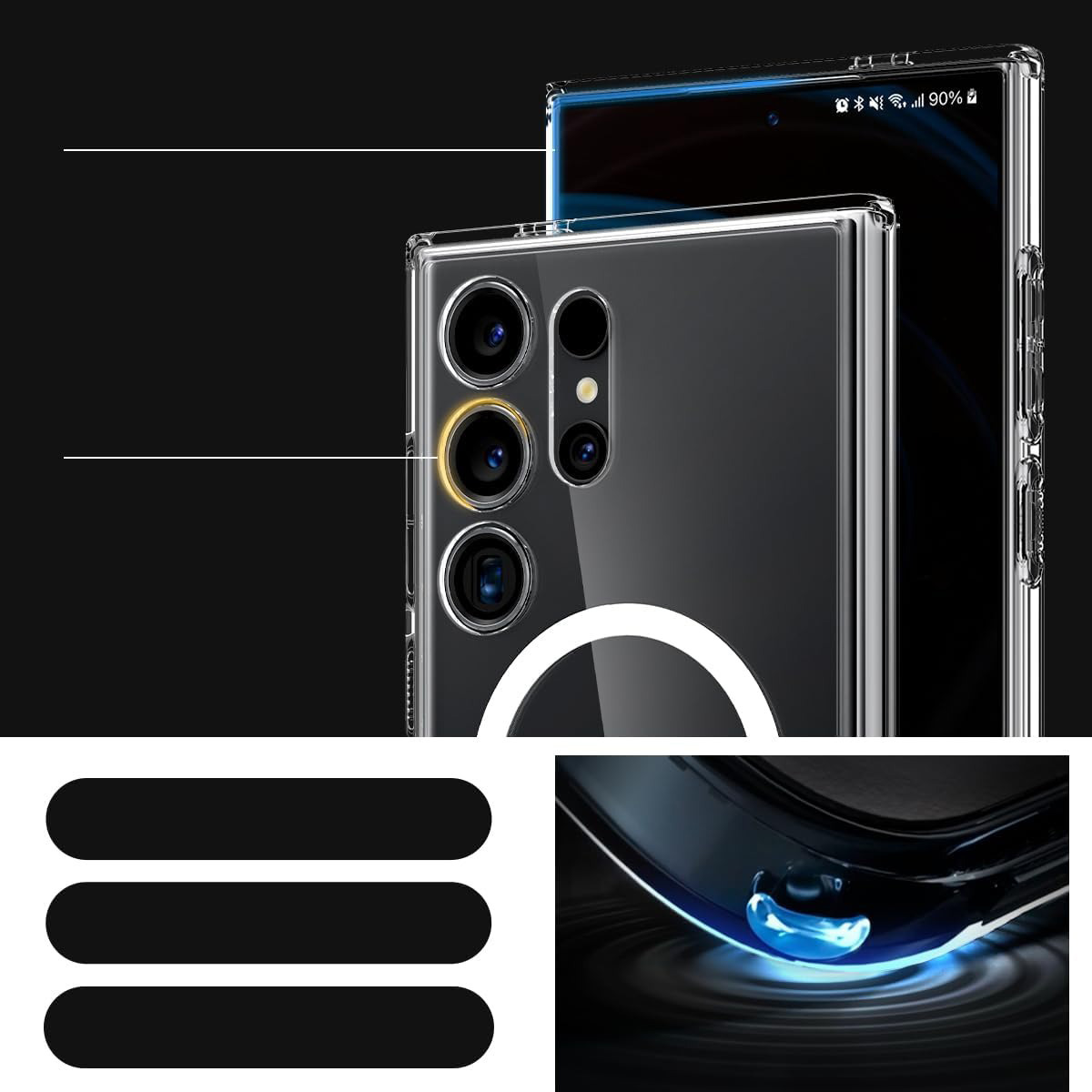 Etui Spigen Ultra Hybrid OneTap Metal Ring do Galaxy S24 Ultra, przezroczysto-white